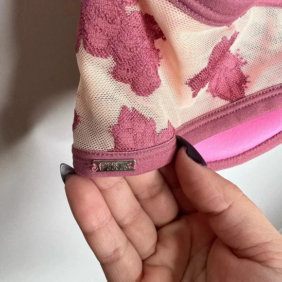 PINK Victorias Secret Hibiscus Lace Floral Soft Begonia Dusty Pink Cage Bra - Picture 8 of 11